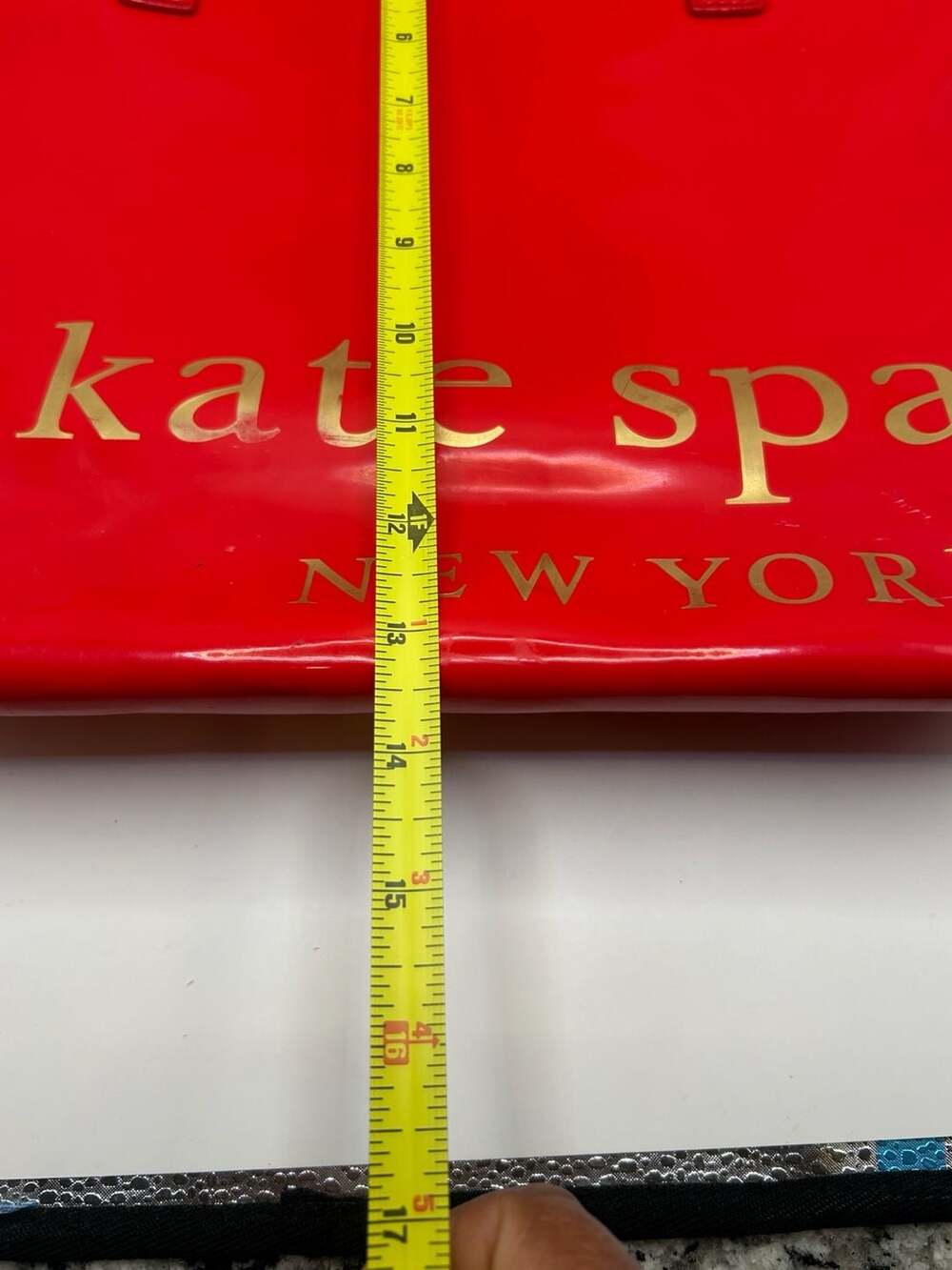 Kate Spade New York Red Patent Leather Logo Tote Bag - Picture 6 of 7